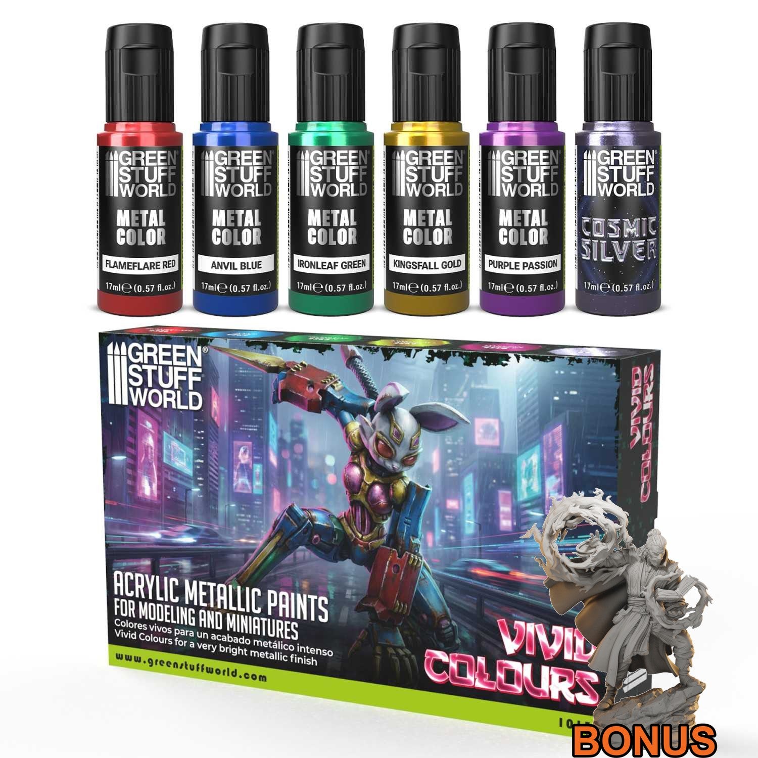 Green Stuff World Paint Set - VIVID Metallic Colours (Box x6)