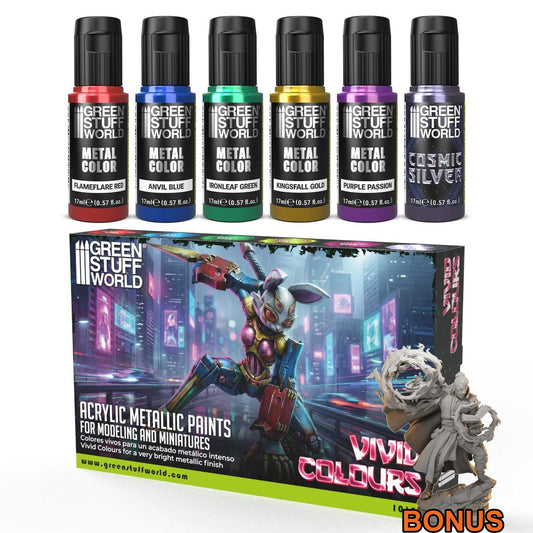 Green Stuff World Paint Set - VIVID Metallic Colours (Box x6)