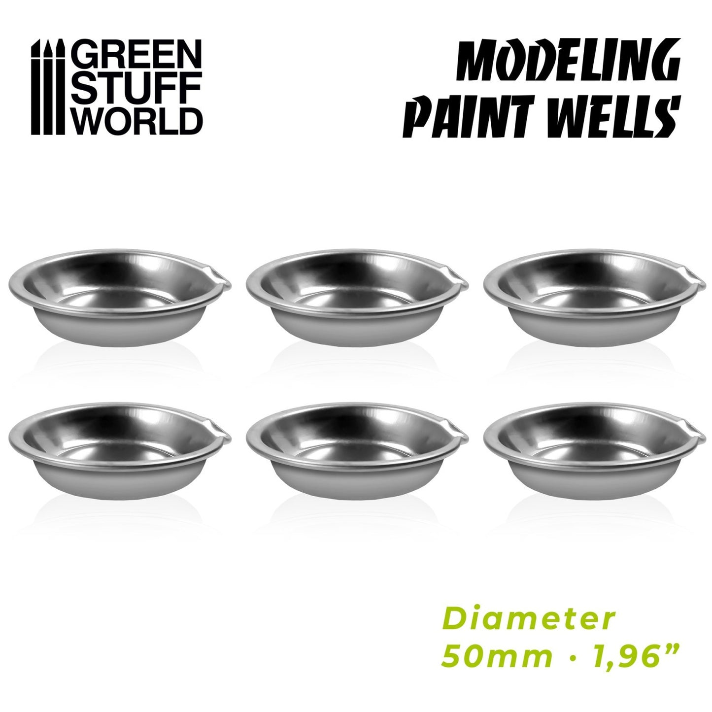 Green Stuff World Stainless Steel Paint Wells (Pack x6) - view 3