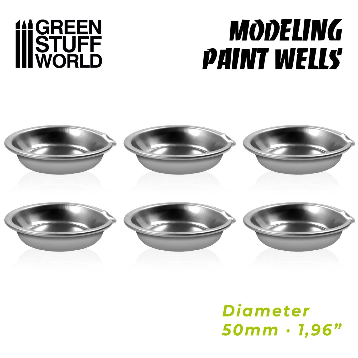 Green Stuff World Stainless Steel Paint Wells (Pack x6) - view 3