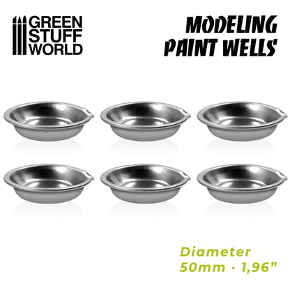 Green Stuff World Stainless Steel Paint Wells (Pack x6) - view 3