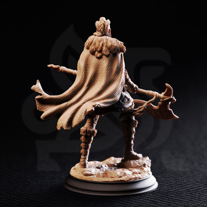 Gunnhildr - Human Berserker Hunter DnD miniature 3D printed resin figure alternate angle