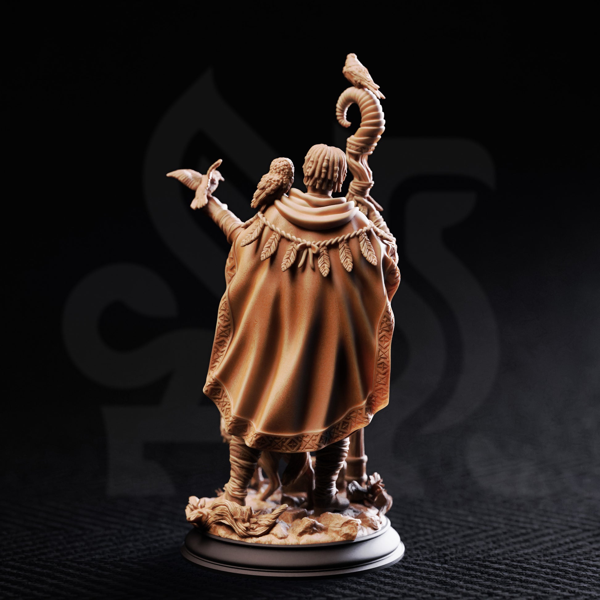 Gwambari - Human Shaman Druid 3D printed miniature detail view tabletop RPG