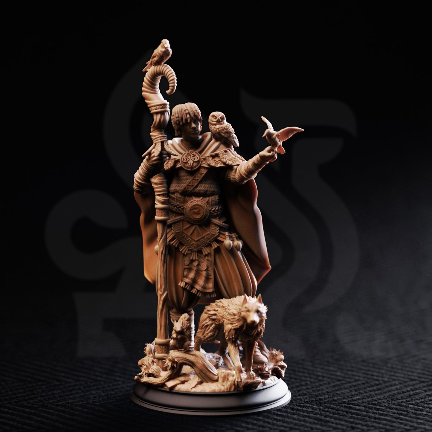 Gwambari - Human Shaman Druid DnD miniature 3D printed resin figure alternate angle