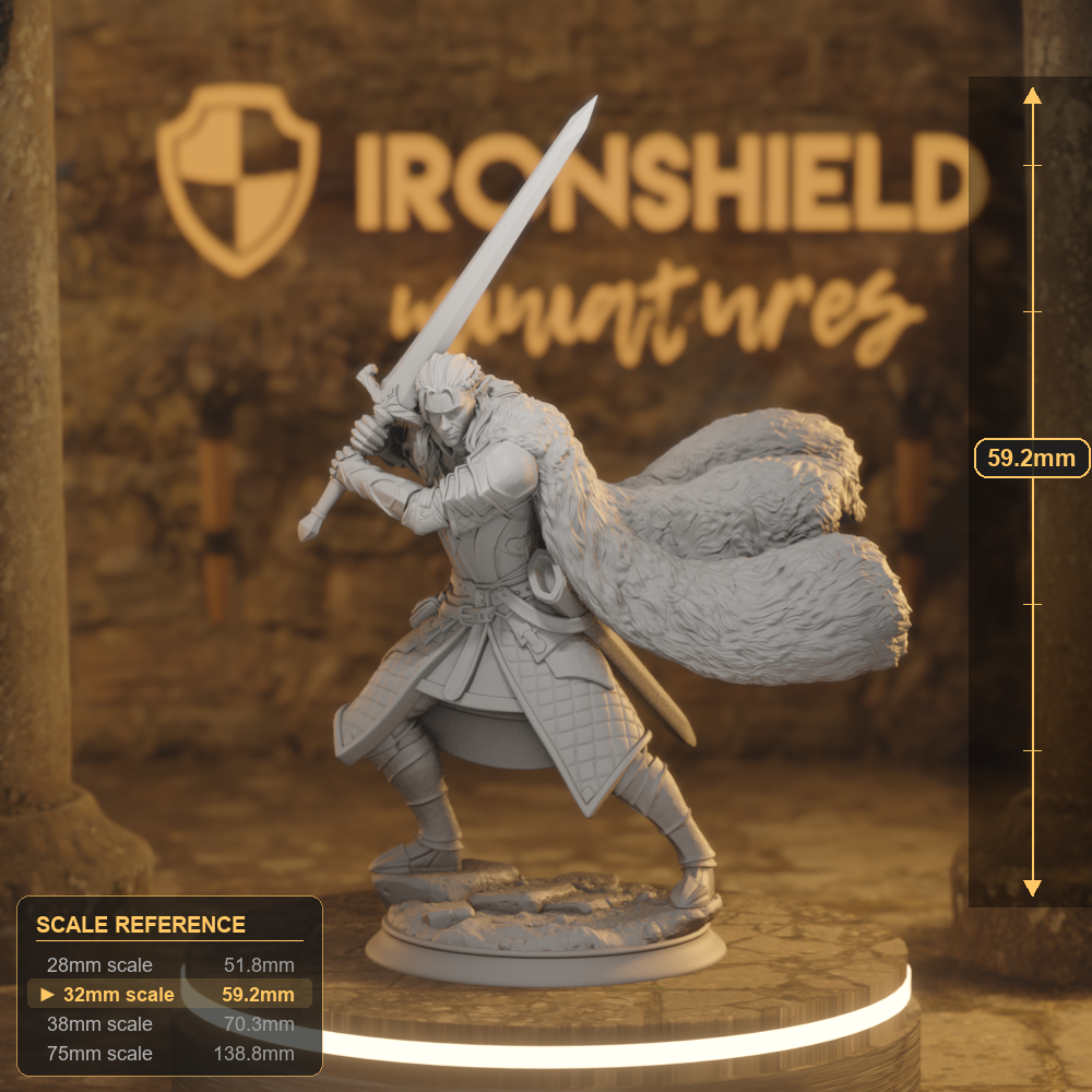 Harias Elf Fighter, Paladin DnD miniature 3D printed resin tabletop RPG figure