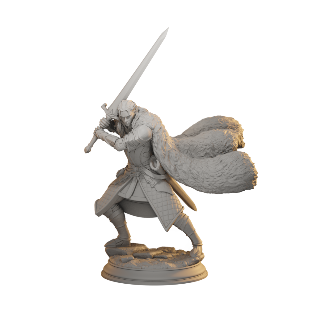 Harias Elf Fighter, Paladin DnD miniature 3D printed resin tabletop RPG figure