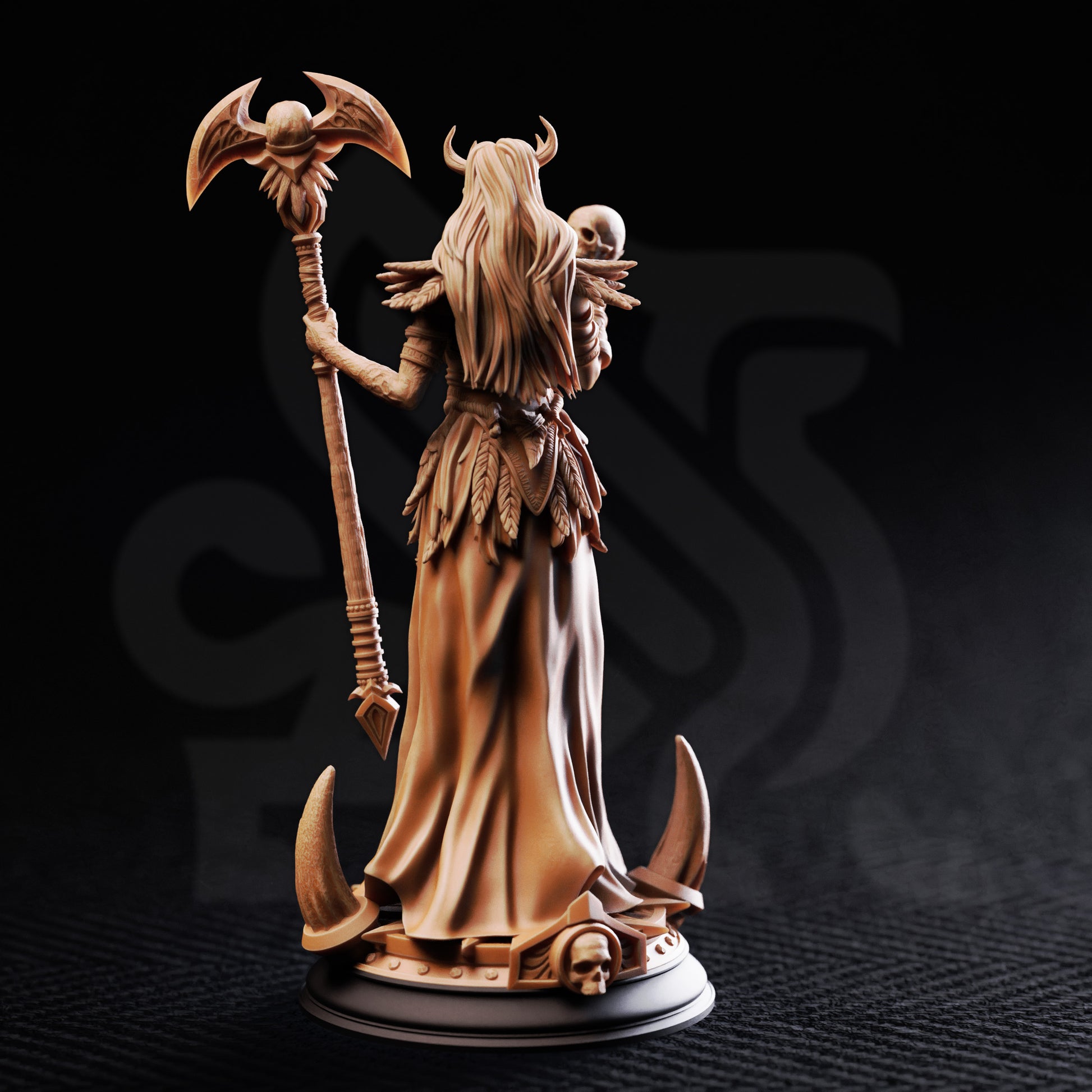 Hel - Human Death Cleric Sorcerer Warlock 3D printed miniature detail view tabletop RPG