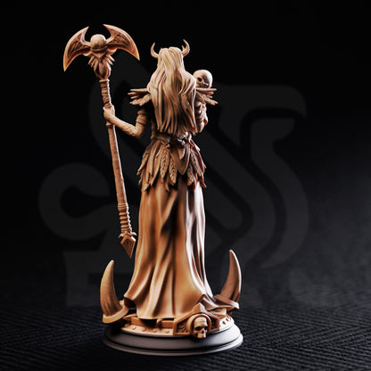 Hel - Human Death Cleric Sorcerer Warlock 3D printed miniature detail view tabletop RPG