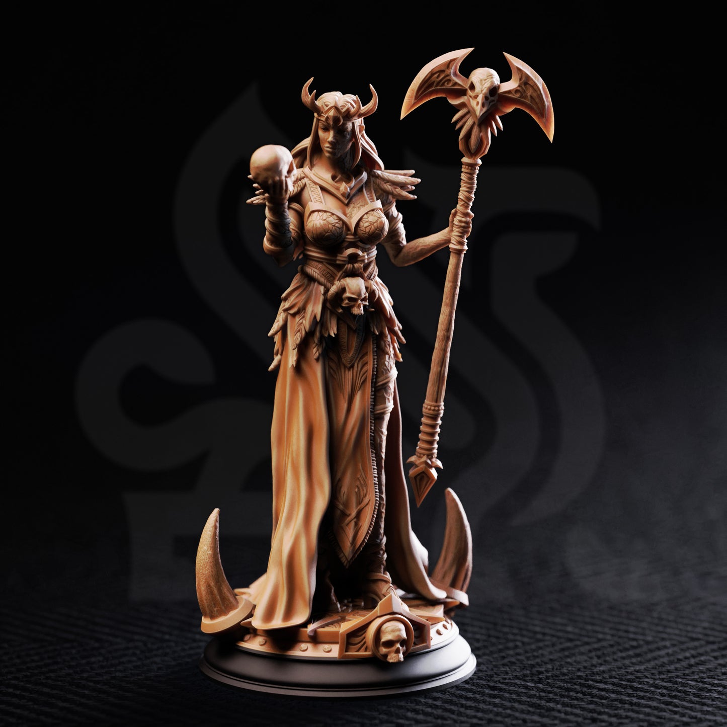 Hel - Human Death Cleric Sorcerer Warlock DnD miniature 3D printed resin figure alternate angle