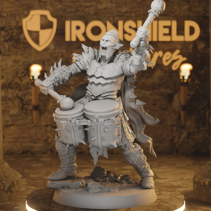 Hobgoblin Musician - Battlefield Drummer Warchant Orc DnD miniature 3D printed resin tabletop RPG figure