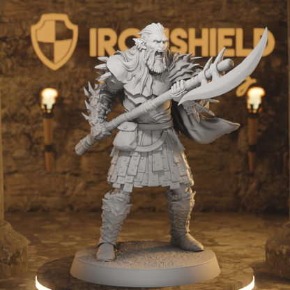 Hobgoblin Spinecleaver 2 - Roaring Warrior Cleaver Pose DnD miniature 3D printed resin tabletop RPG figure