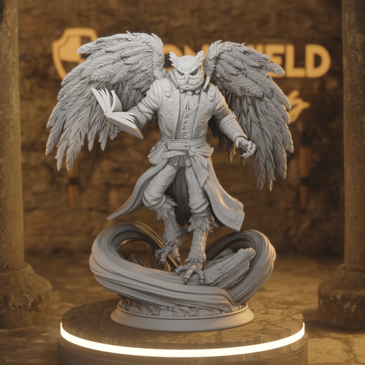 Hoover Brightfeather Beastfolk Sorcerer, Wizard DnD miniature 3D printed resin tabletop RPG figure
