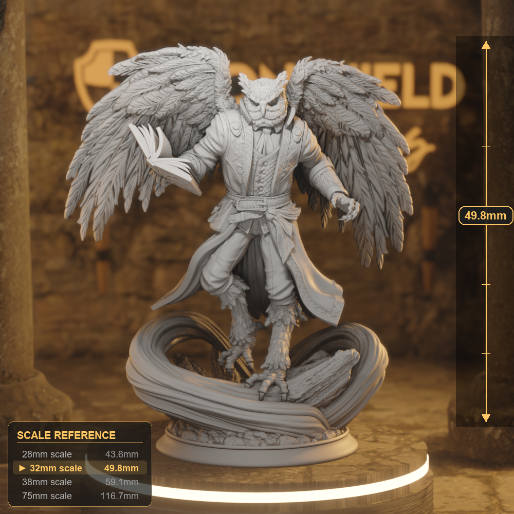 Hoover Brightfeather Beastfolk Sorcerer, Wizard DnD miniature 3D printed resin tabletop RPG figure