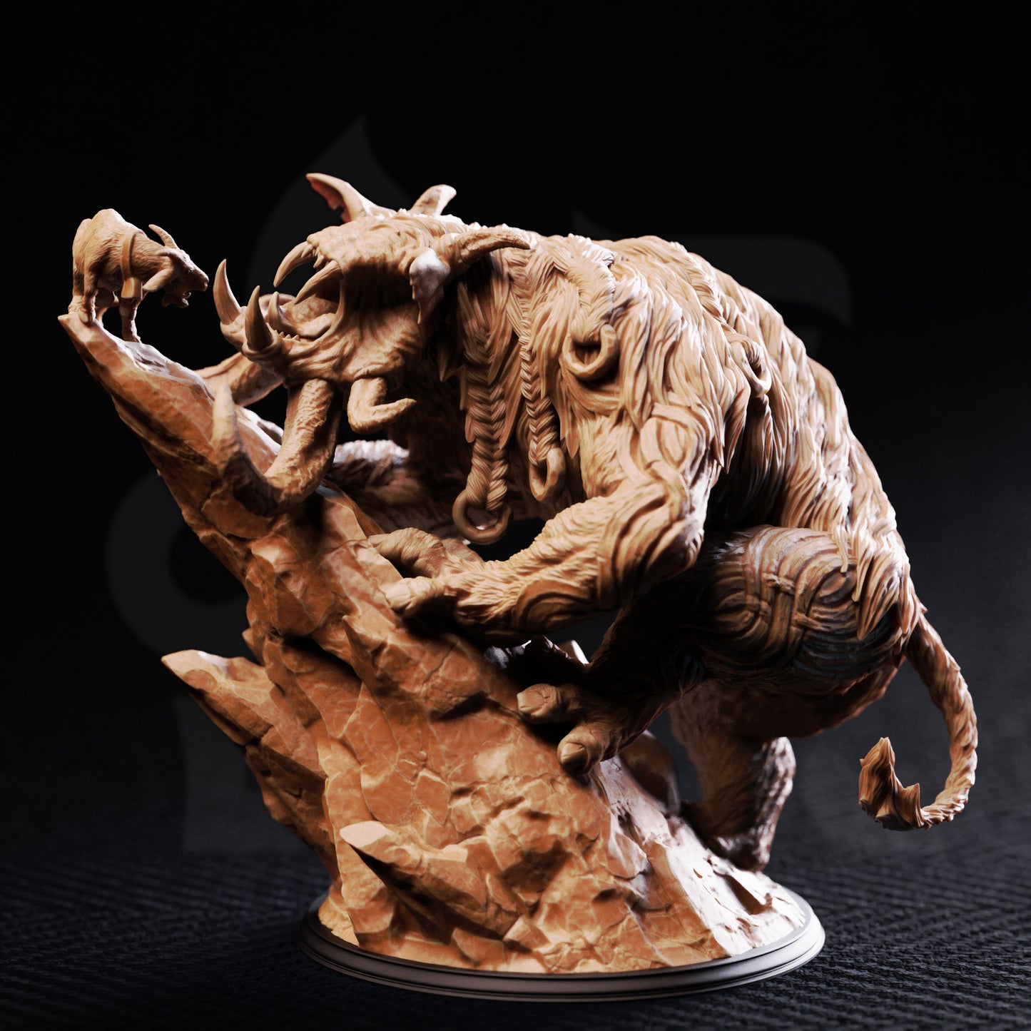 Hrimyhyrnir - Frost Beast Monster DnD miniature 3D printed resin figure alternate angle