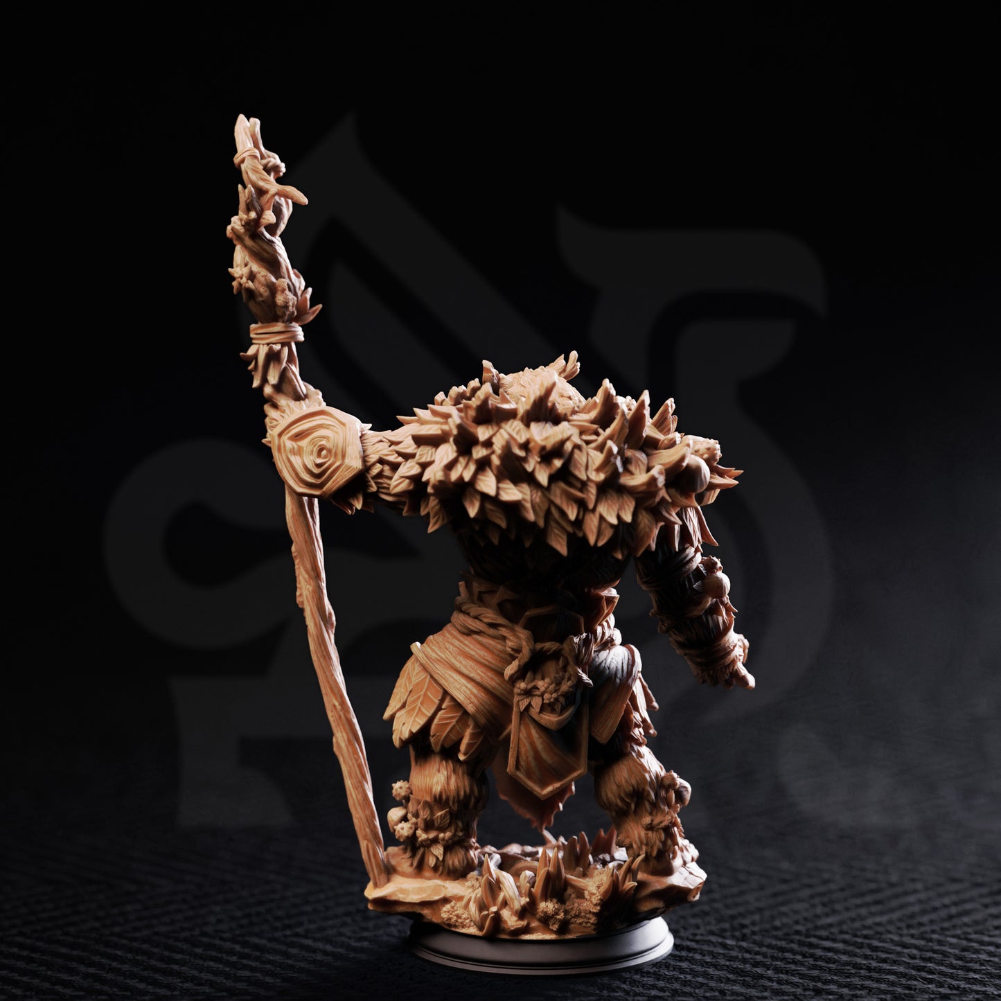 Hvitabjörn - Beastfolk Werebear Druid DnD miniature 3D printed resin figure alternate angle