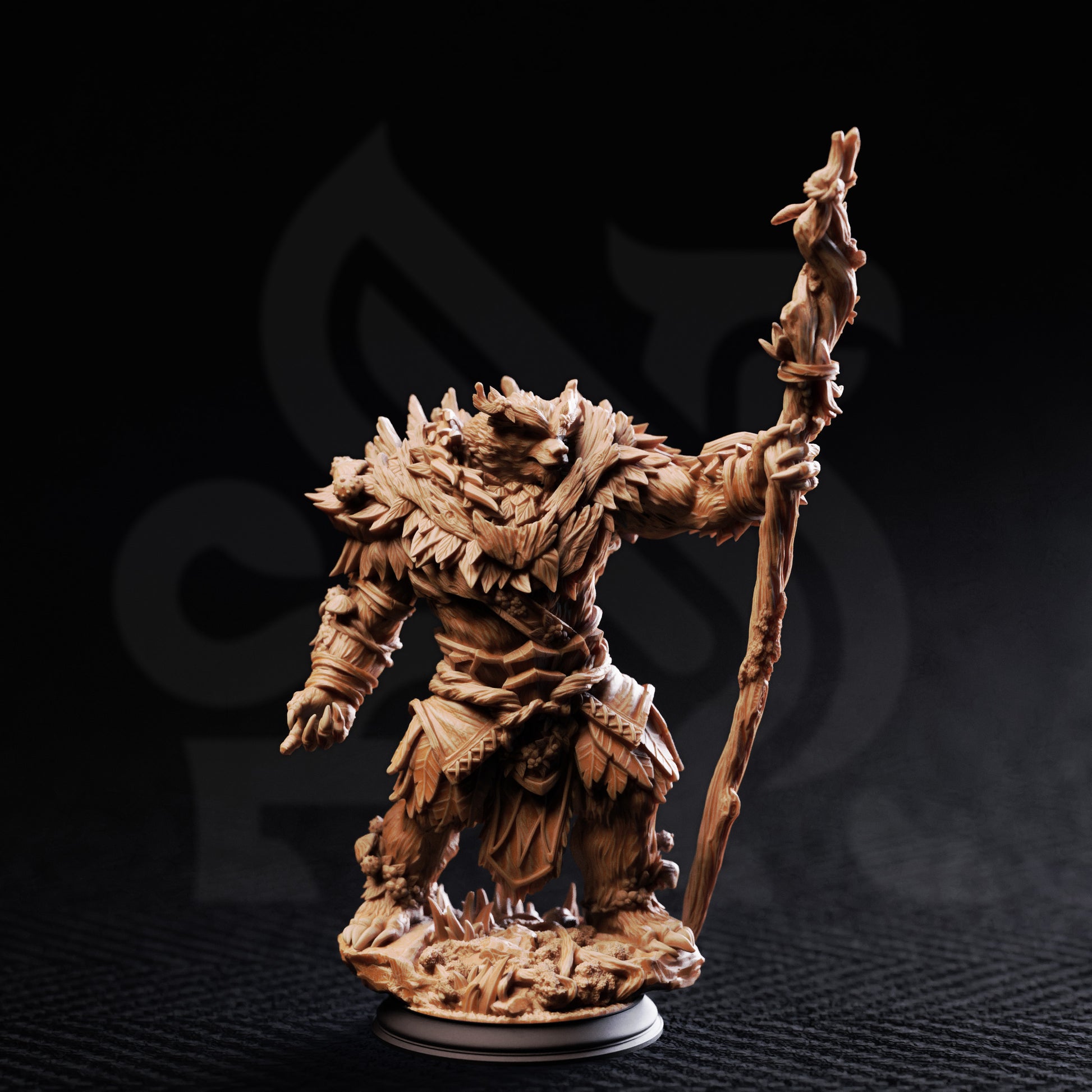 Hvitabjörn - Beastfolk Werebear Druid 3D printed miniature detail view tabletop RPG