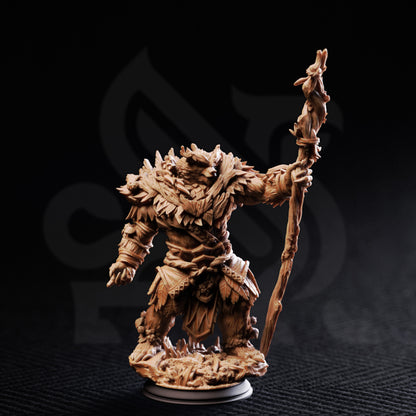 Hvitabjörn - Beastfolk Werebear Druid 3D printed miniature detail view tabletop RPG