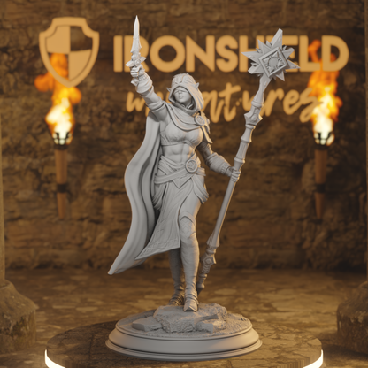 Ilisyia Elf Cleric, Sorcerer DnD miniature 3D printed resin tabletop RPG figure