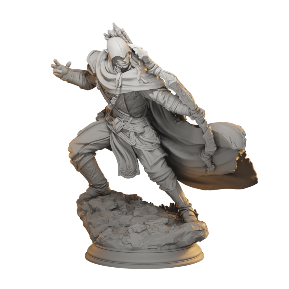 Induane Ranger Drow Ranger DnD miniature 3D printed resin tabletop RPG figure