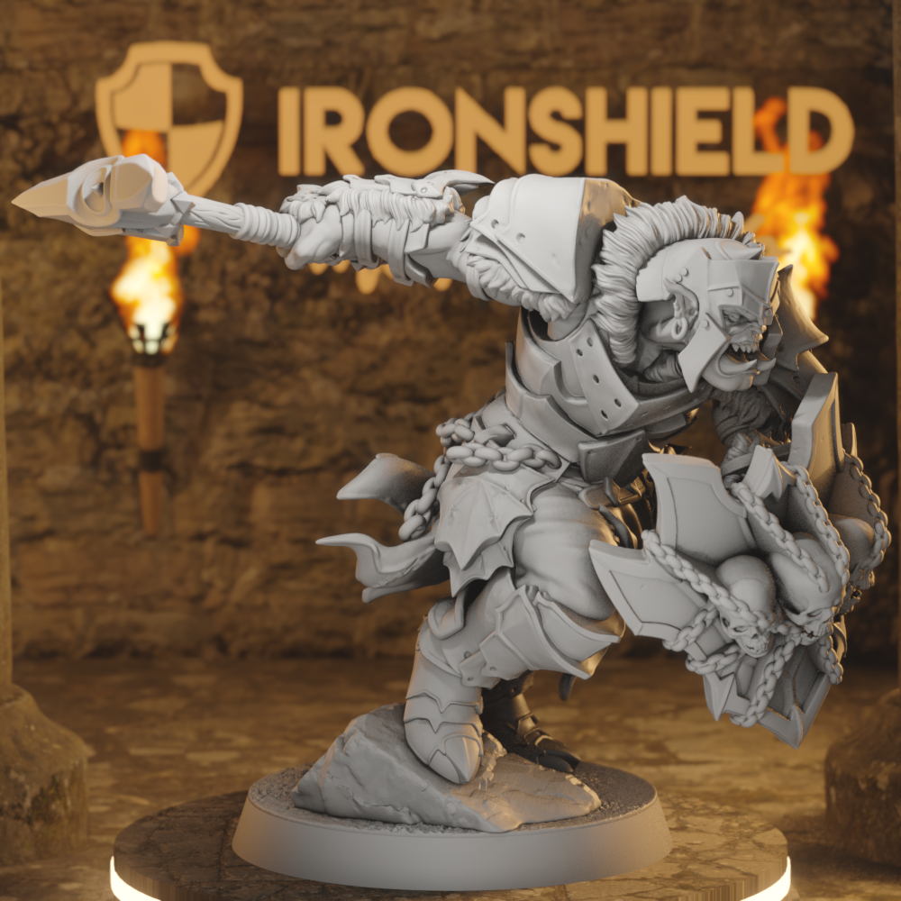Ironcrag Orc 2 Orc Fighter DnD miniature 3D printed resin tabletop RPG figure