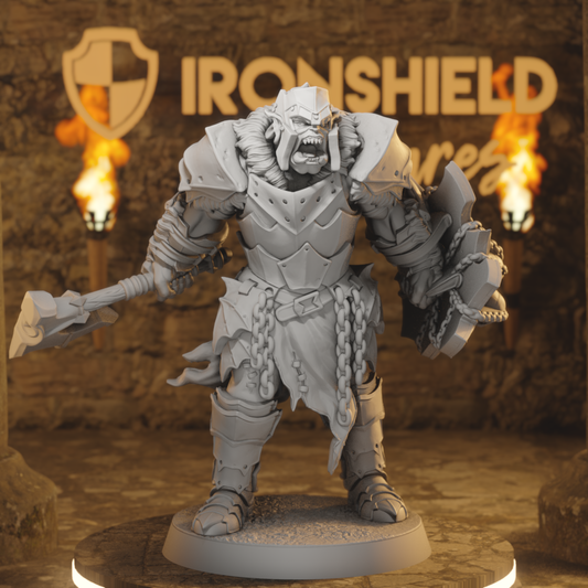 Ironcrag Orc 3 Orc Fighter DnD miniature 3D printed resin tabletop RPG figure