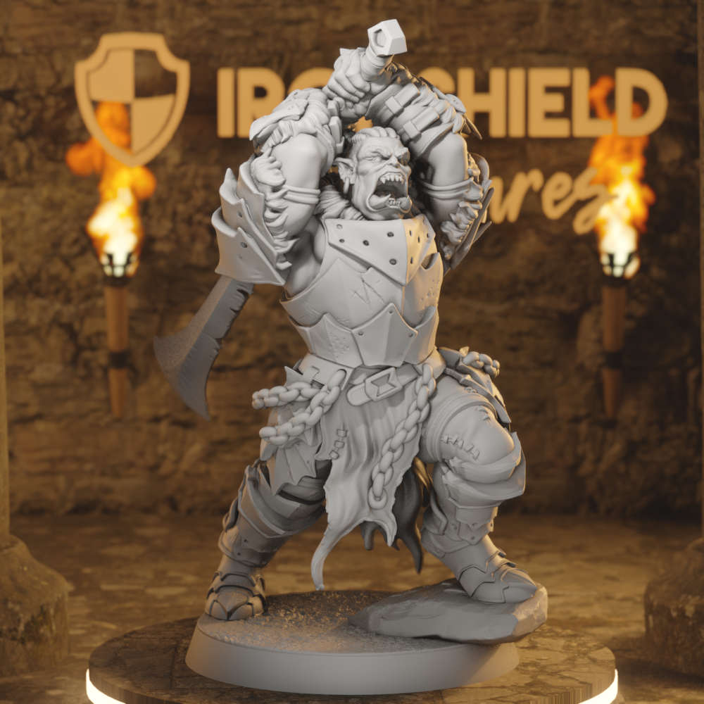 Ironcrag Orc 5 Orc Barbarian DnD miniature 3D printed resin tabletop RPG figure