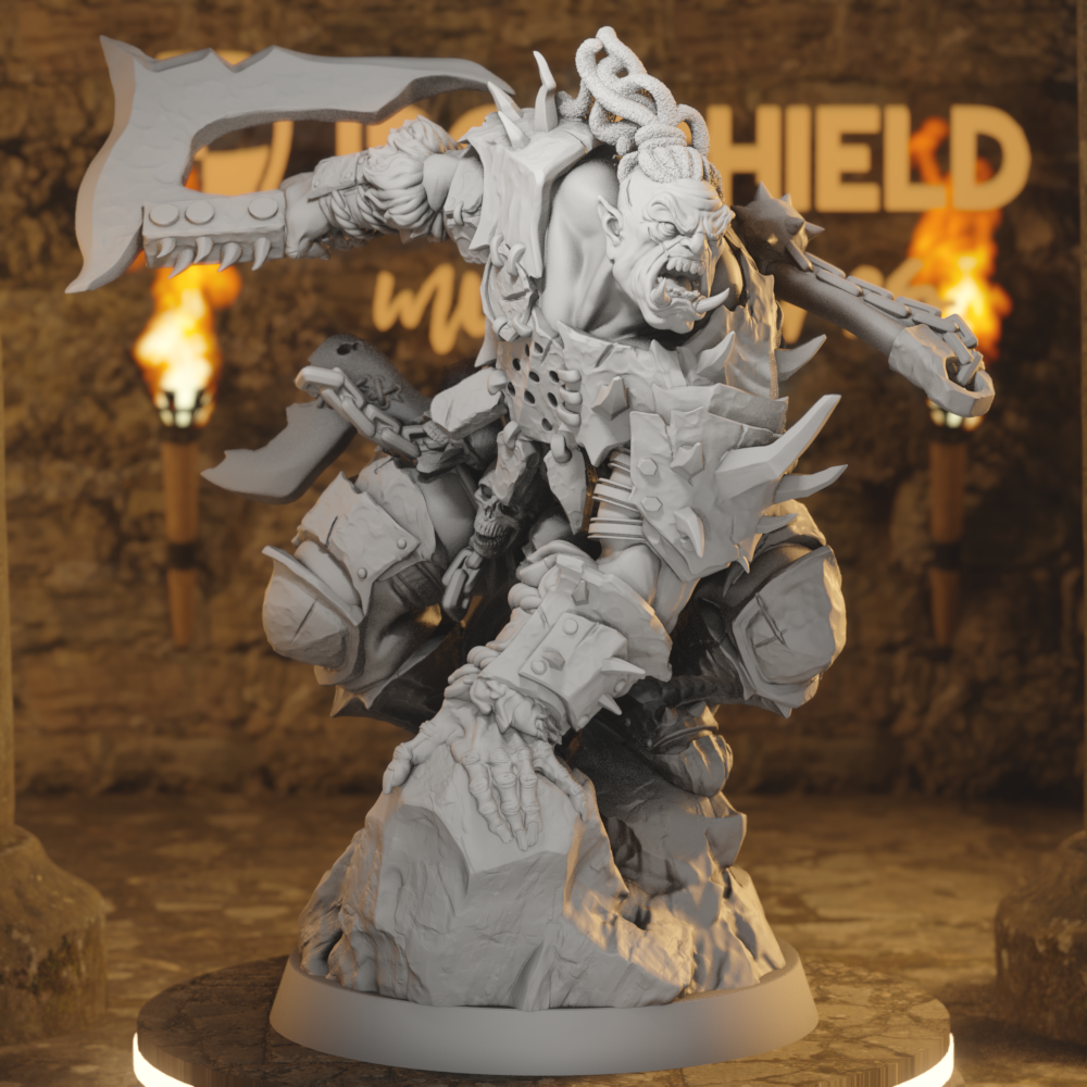 Ironcrag Overlord Orc Fighter DnD miniature 3D printed resin tabletop RPG figure