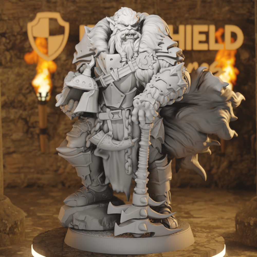 Ironcrag Sergeant Orc Fighter DnD miniature 3D printed resin tabletop RPG figure