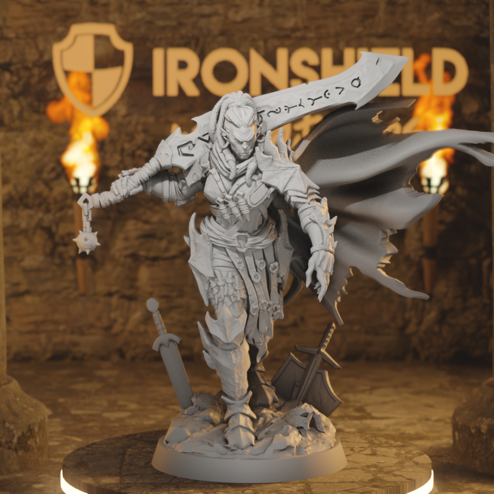 Ironcrag War-Matron Orc Fighter DnD miniature 3D printed resin tabletop RPG figure
