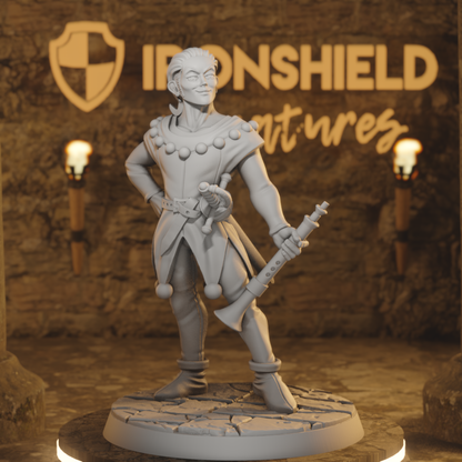 Isidor Human Bard Singer Trumpet DnD miniature 3D printed resin tabletop RPG figure
