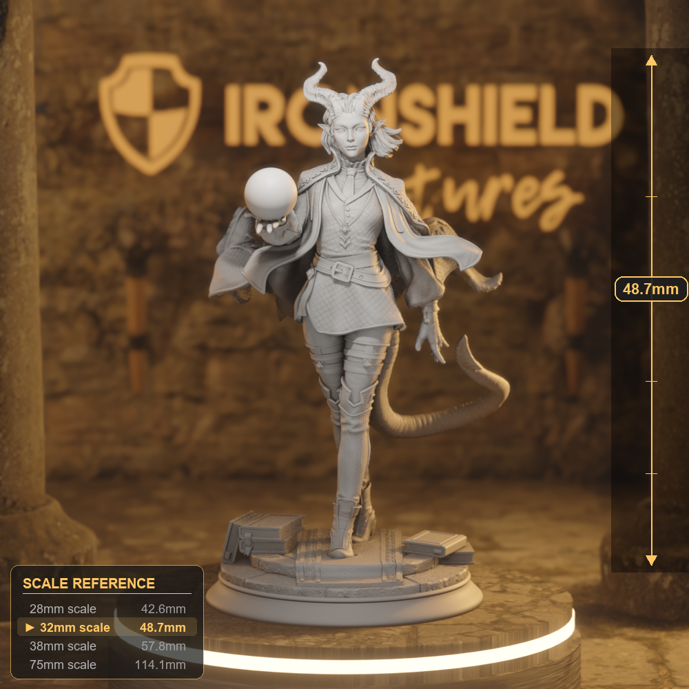 Ivy Dupre Tiefling Sorcerer, Warlock, Wizard DnD miniature 3D printed resin tabletop RPG figure