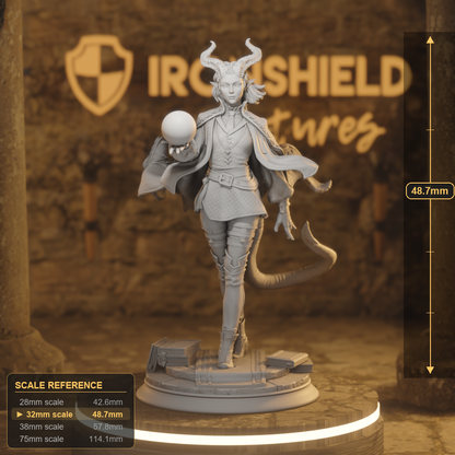 Ivy Dupre Tiefling Sorcerer, Warlock, Wizard DnD miniature 3D printed resin tabletop RPG figure