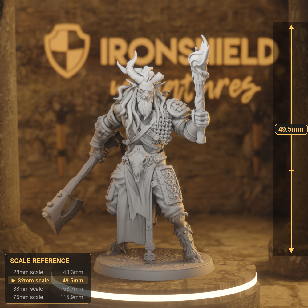 Jhago Half Beast Fighter 1 Beastfolk Fighter DnD miniature 3D printed resin tabletop RPG figure