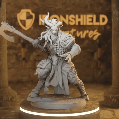 Jhago Half Beast Fighter 2 DnD miniature 360 turntable animation