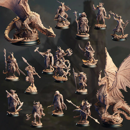 Clash of the Dragons - DND 5e Starter Campaign - Full Set 17 Figures + Maps + Characters Sheets D&D
