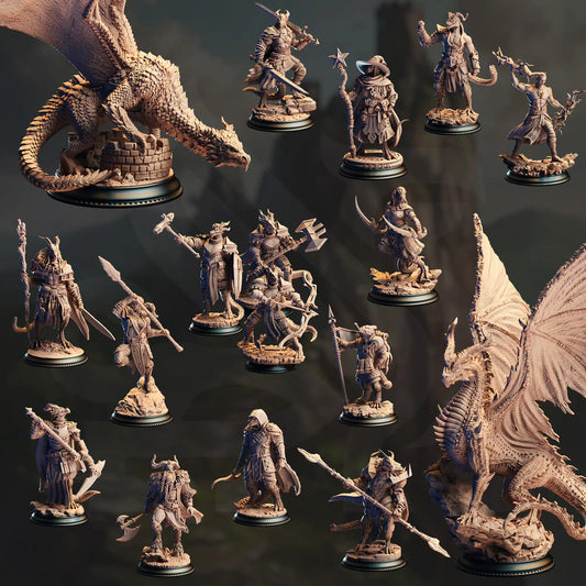 Clash of the Dragons - DND 5e Starter Campaign - Full Set 17 Figures + Maps + Characters Sheets D&D