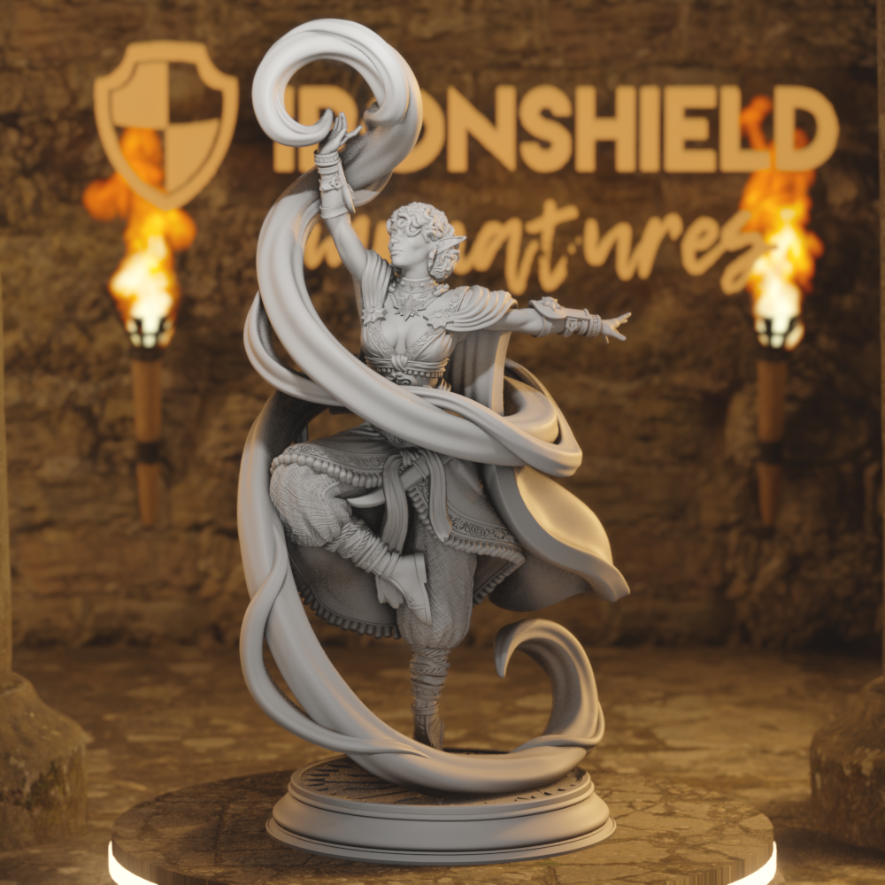 Juri Elf Sorcerer, Wizard DnD miniature 3D printed resin tabletop RPG figure