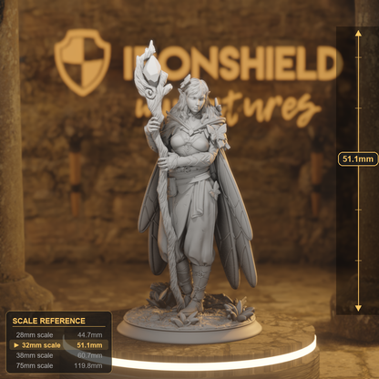 Kahlia Elf Druid DnD miniature 3D printed resin tabletop RPG figure