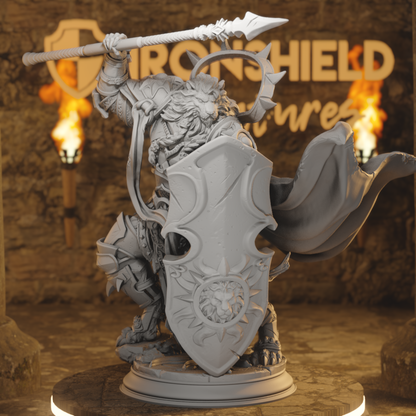 Kigari Beastfolk Fighter, Paladin DnD miniature 3D printed resin tabletop RPG figure