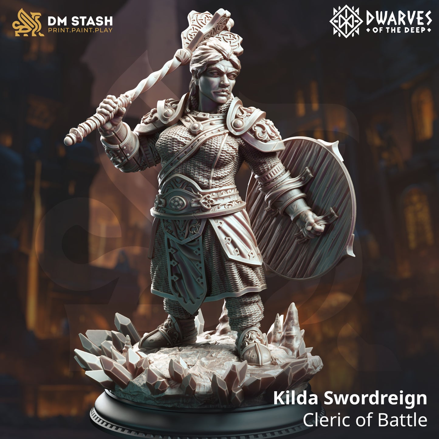 Kilda - Dwarf War Cleric Figure