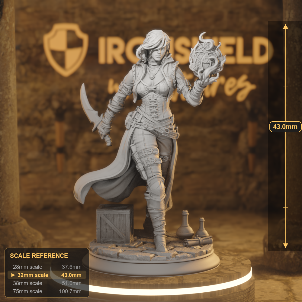 Kira Human Rogue DnD miniature 3D printed resin tabletop RPG figure