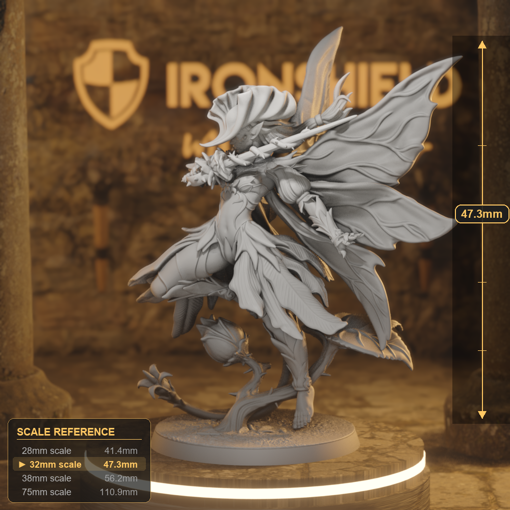 Knight of Petals A Fey Fighter DnD miniature 3D printed resin tabletop RPG figure