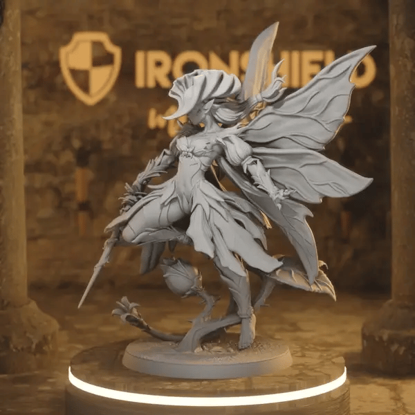 Knight of Petals B DnD miniature 360 turntable animation