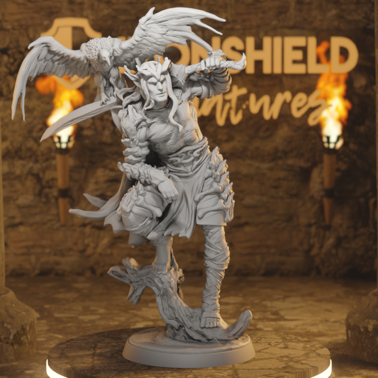 Knight of the Ashen Grove Elf Ranger DnD miniature 3D printed resin tabletop RPG figure