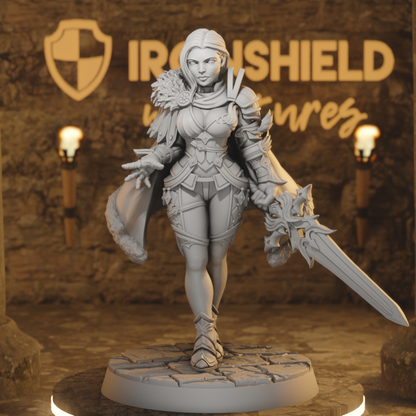 Leanne Human Female Knight Princess Paladin DnD miniature 3D printed resin tabletop RPG figure