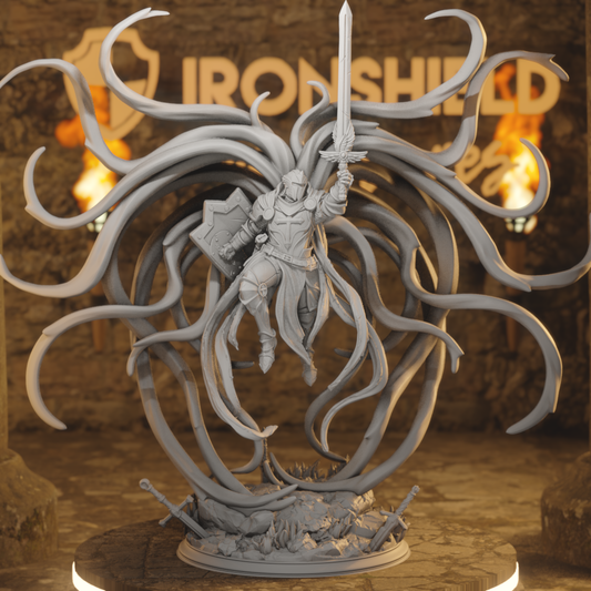 Leopold Ascended Celestial, Human Fighter, Paladin DnD miniature 3D printed resin tabletop RPG figure