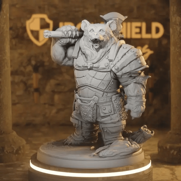 Little Bear Knight DnD miniature 360 turntable animation