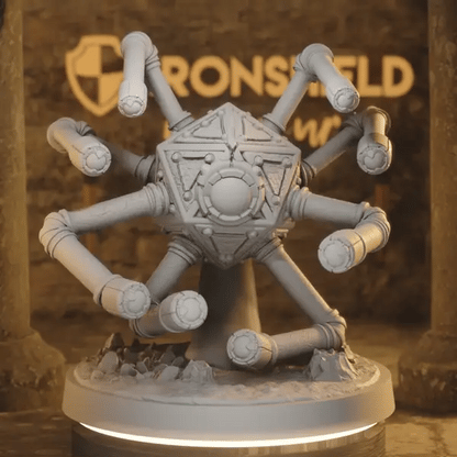 Logician Sphere - Multi-Armed Construct Core Automaton Modron Overseer Monstrosity DnD miniature 360 turntable animation