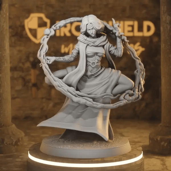 Lucita Vinaro Infernalist Wizard 1 DnD miniature 360 turntable animation