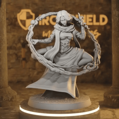Lucita Vinaro Infernalist Wizard 1 DnD miniature 360 turntable animation